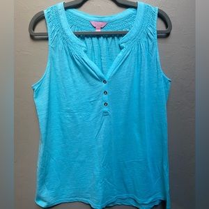 Lilly Pulitzer Sleeveless Top with Gold Buttons L